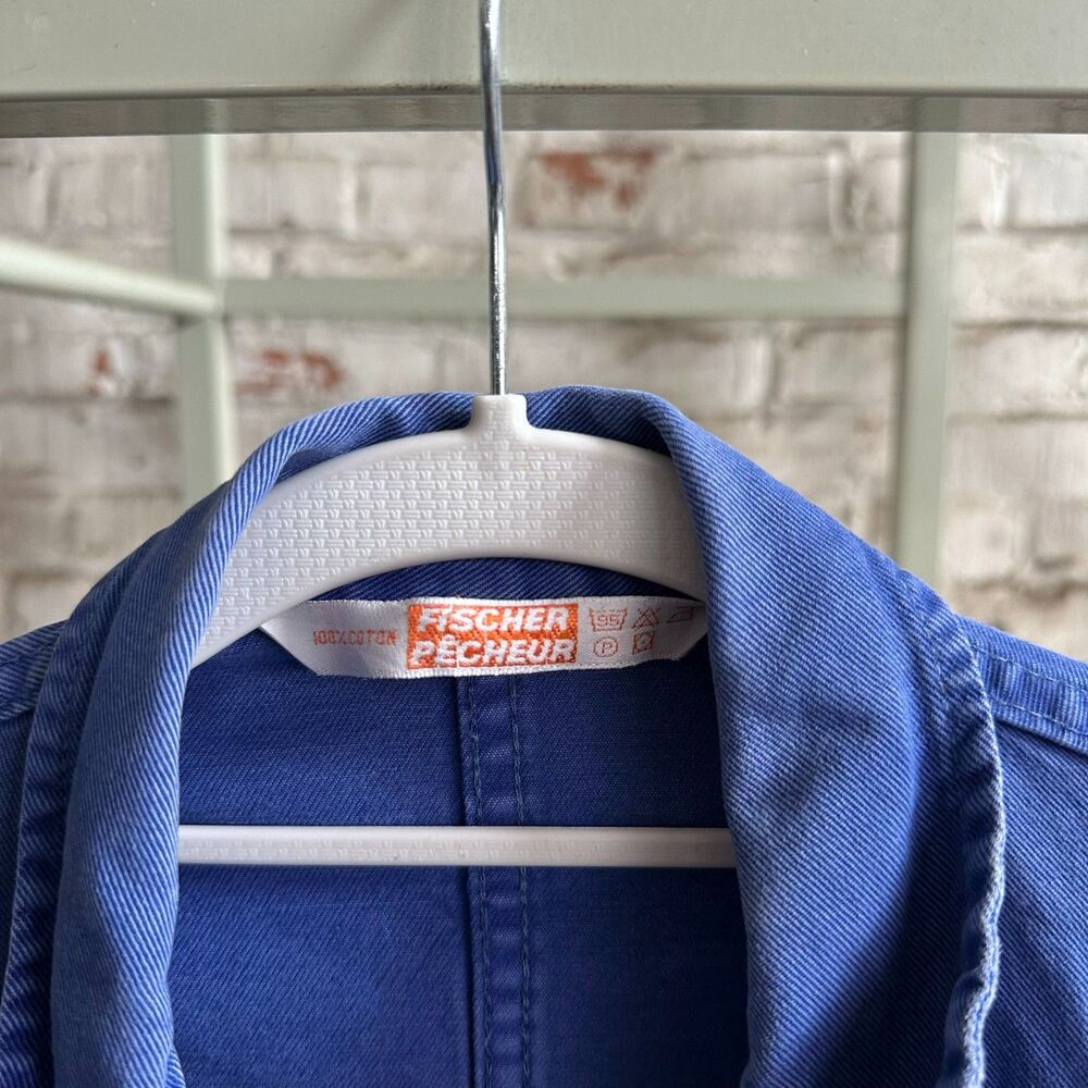 French Workwear Blue Four Pocket Workwear Jacket Distressed